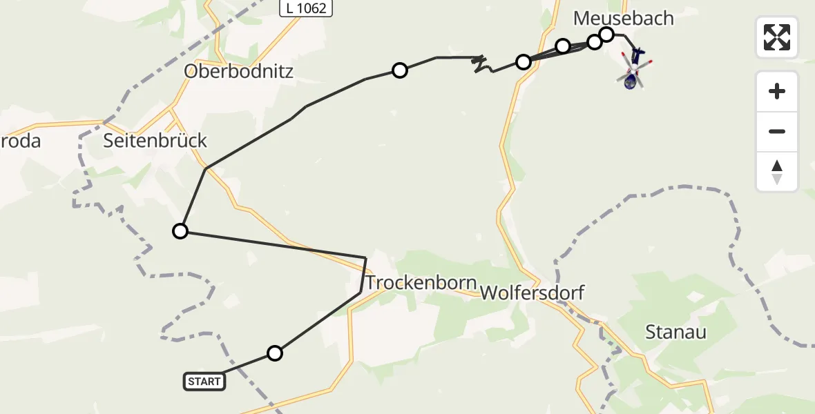 Flugroute Polizeihubschrauber Hummelshain - Meusebach, 01 September 2026, 14:12