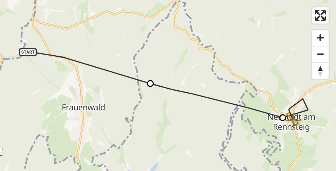 Flugroute Rettungshubschrauber Ilmenau - Großbreitenbach, 01 September 2026, 15:27