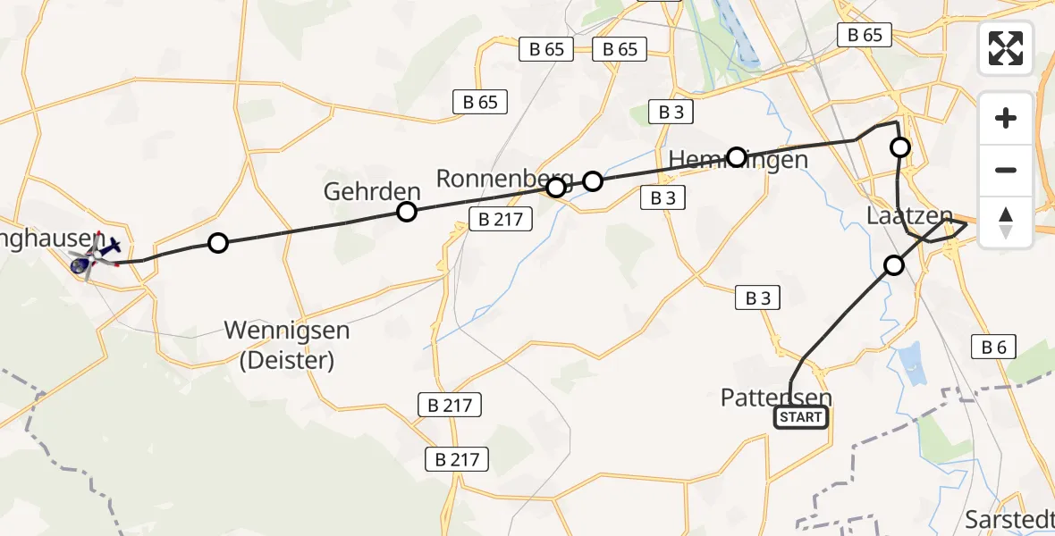 Flugroute Polizeihubschrauber Pattensen - Barsinghausen, 01 September 2026, 15:30