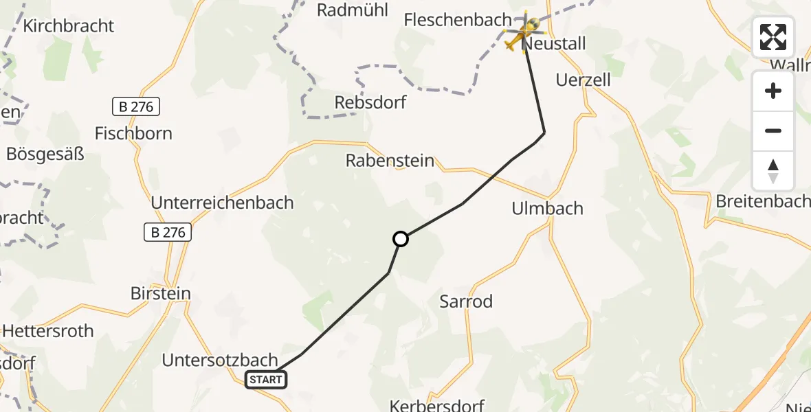 Flugroute Rettungshubschrauber Birstein - Steinau an der Straße, 01 September 2026, 15:38