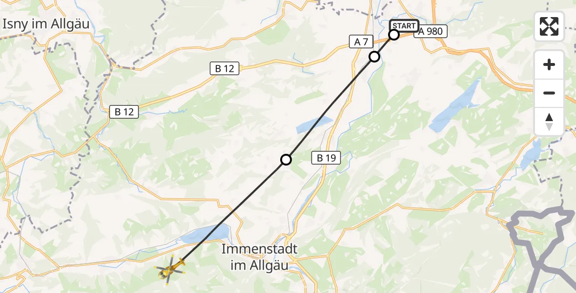 Flugroute Rettungshubschrauber Kempten-Durach Flugplatz - Immenstadt i.Allgäu, 01 September 2026, 15:48