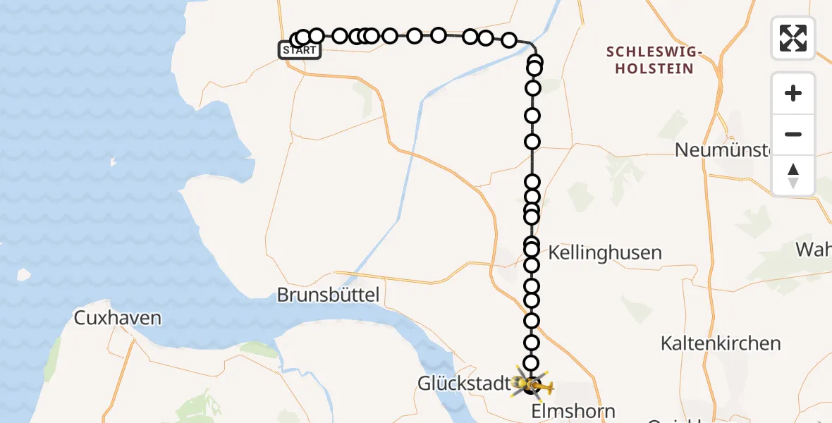 Flugroute Ambulanzhubschrauber Heide - Sommerland, 01 September 2026, 15:53
