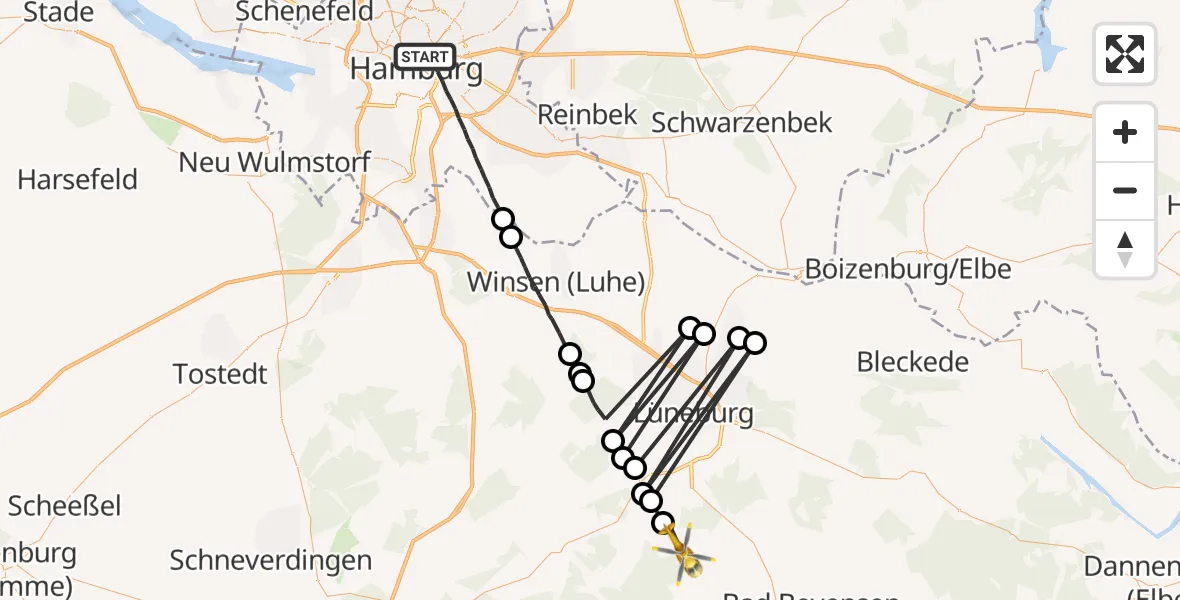 Flugroute Rettungshubschrauber Hamburg - Barnstedt, 01 September 2026, 16:24