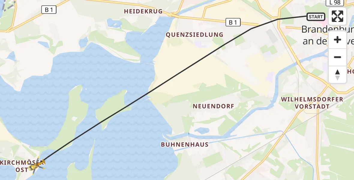 Flugroute Rettungshubschrauber Brandenburg an der Havel - Brandenburg an der Havel, 01 September 2026, 16:44