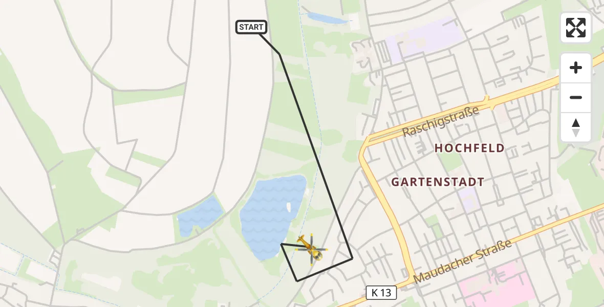 Flugroute Rettungshubschrauber Ludwigshafen am Rhein - Ludwigshafen am Rhein, 01 September 2026, 17:49