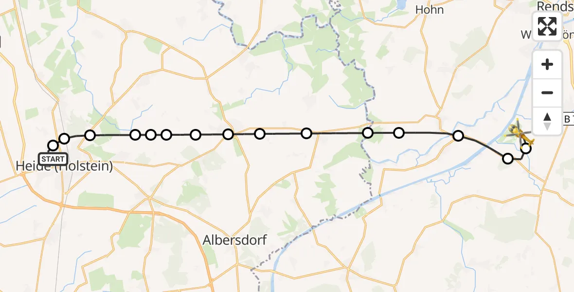 Flugroute Ambulanzhubschrauber Heide - Hörsten, 01 September 2026, 17:50