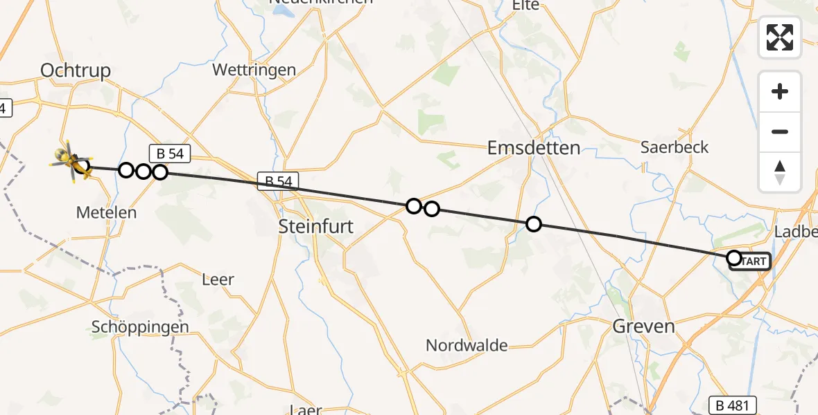 Flugroute Ambulanzhubschrauber Christoph  Westfalen-ADAC - Ochtrup, 01 September 2026, 18:31
