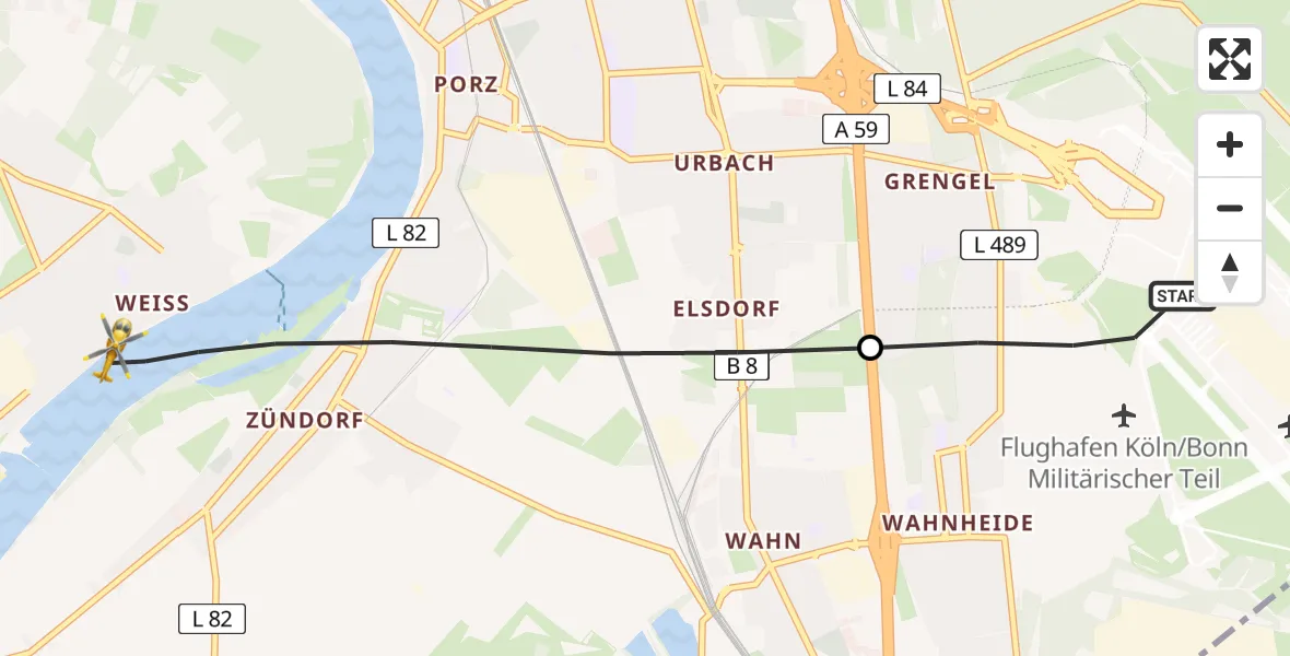 Flugroute Ambulanzhubschrauber Köln Bonn Flughafen - Köln, 01 September 2026, 18:33