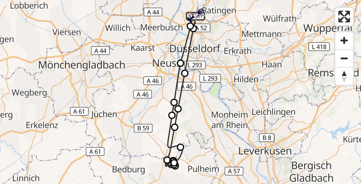 Flugroute Polizeihubschrauber Düsseldorf Flughafen - Düsseldorf Flughafen, 01 September 2026, 19:03