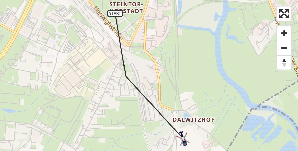 Flugroute Polizeihubschrauber Rostock - Rostock, 01 September 2026, 19:40