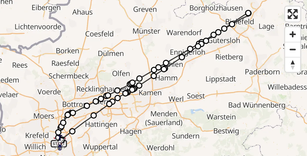 Flugroute Polizeihubschrauber Düsseldorf Flughafen - Düsseldorf Flughafen, 01 September 2026, 20:12