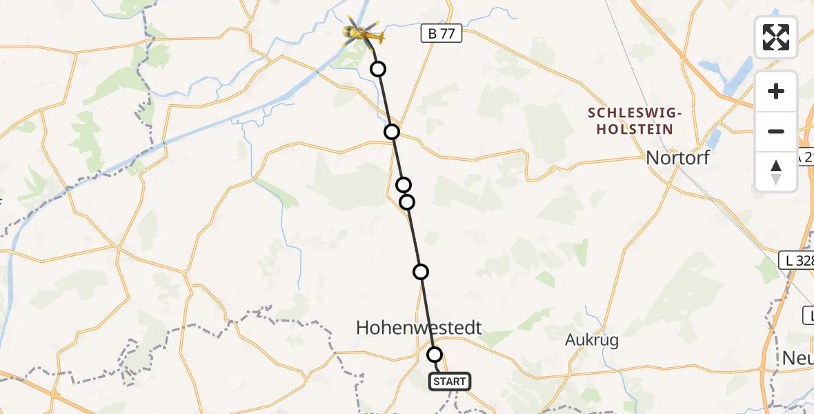 Flugroute Ambulanzhubschrauber Grauel - Hörsten, 02 September 2026, 06:19