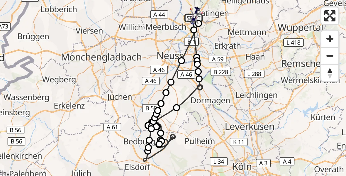 Flugroute Polizeihubschrauber Düsseldorf Flughafen - Düsseldorf Flughafen, 02 September 2026, 06:28