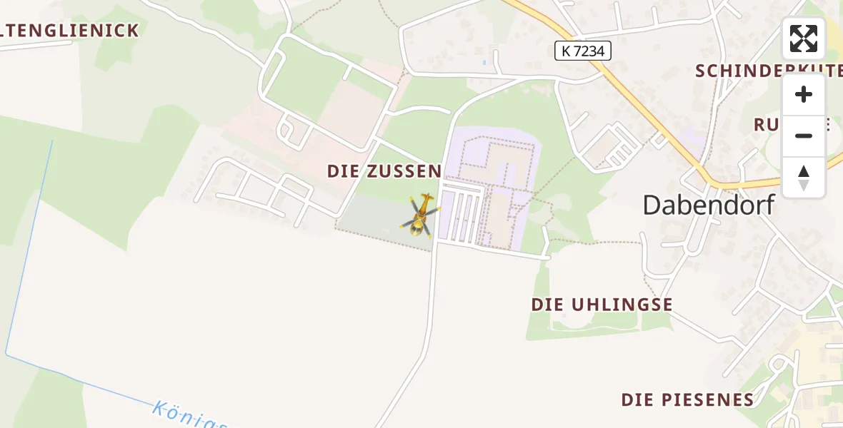 Flugroute Rettungshubschrauber Zossen - Zossen, 02 September 2026, 07:49