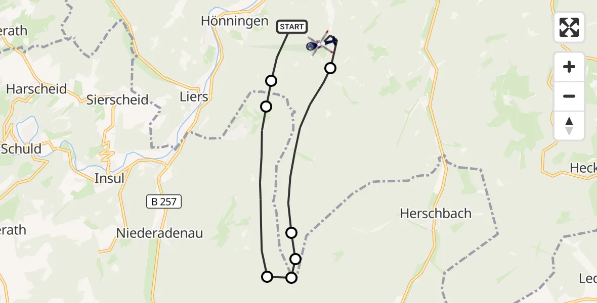 Flugroute Polizeihubschrauber Ahrbrück - Ahrbrück, 02 September 2026, 07:53