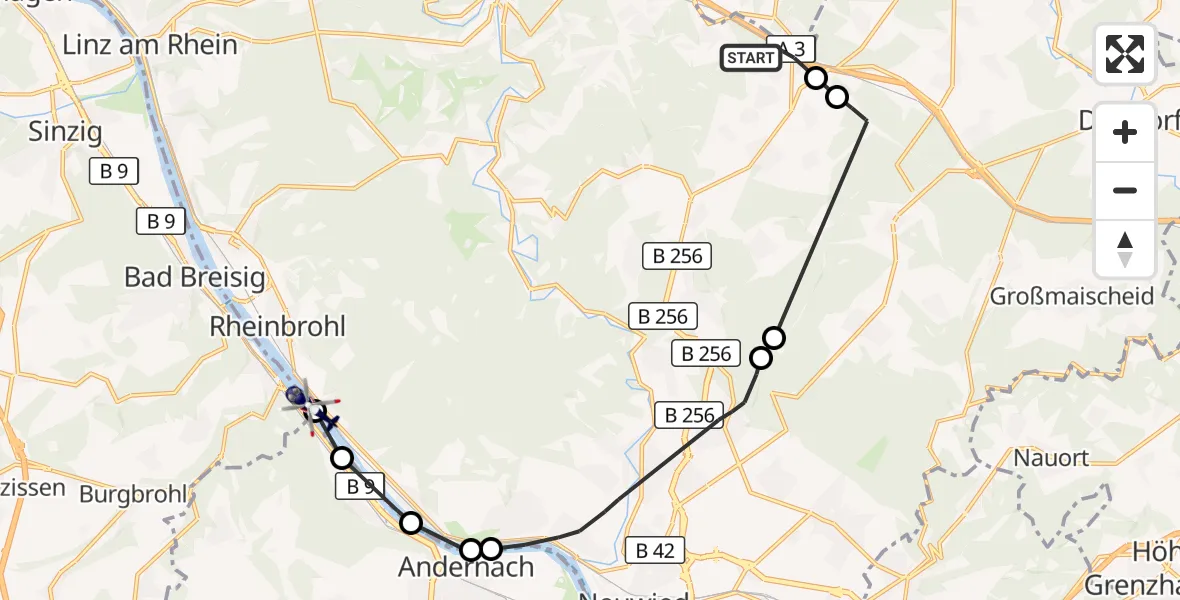 Flugroute Polizeihubschrauber Oberhonnefeld-Gierend - Hammerstein, 02 September 2026, 08:47