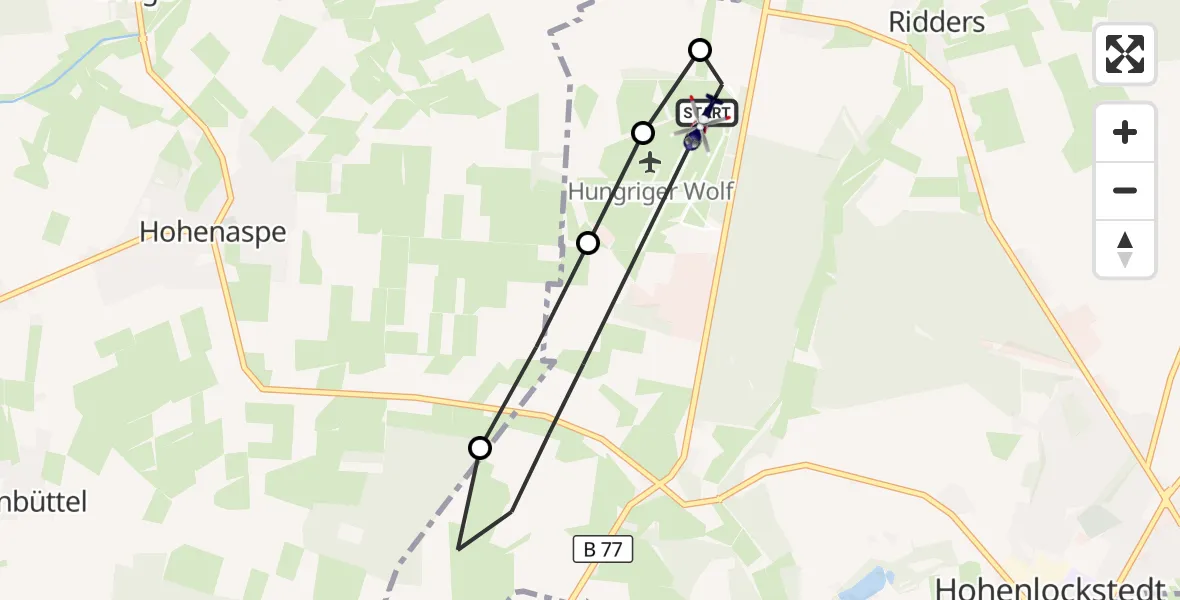 Flugroute Polizeihubschrauber Hohenlockstedt - Itzehoe Hungriger Wolf Flugplatz, 02 September 2026, 09:03