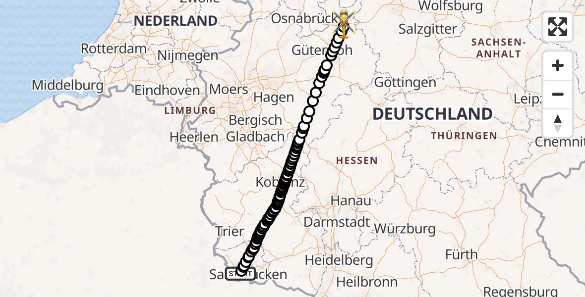 Flugroute Rettungshubschrauber Völklingen - Bad Oeynhausen, 02 September 2026, 09:08