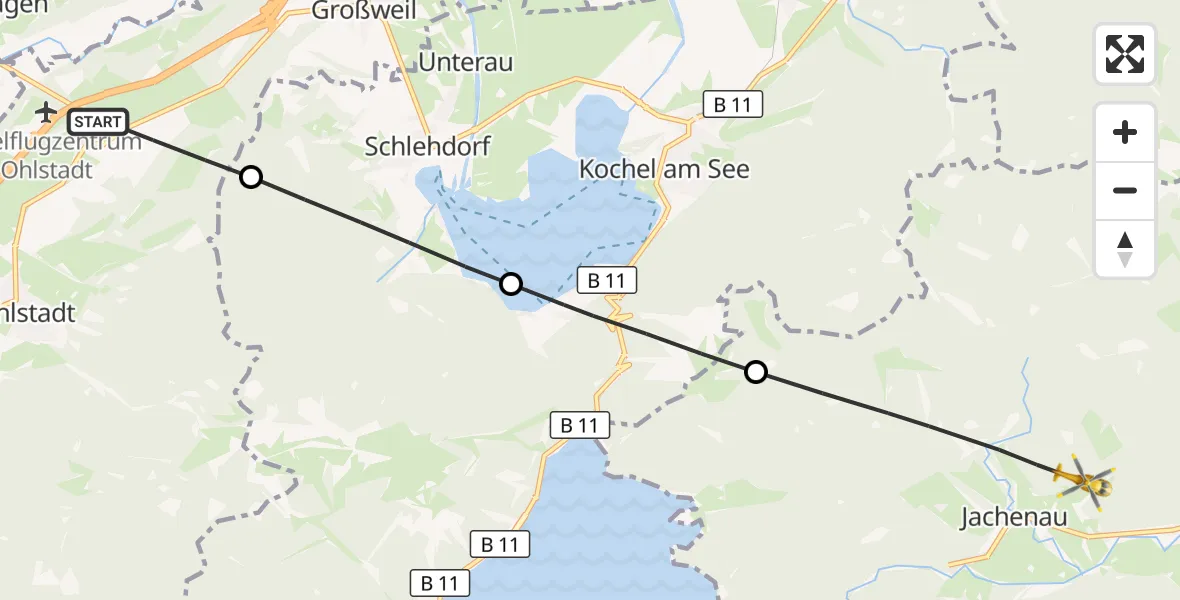 Flugroute Rettungshubschrauber Ohlstadt - Jachenau, 02 September 2026, 09:15