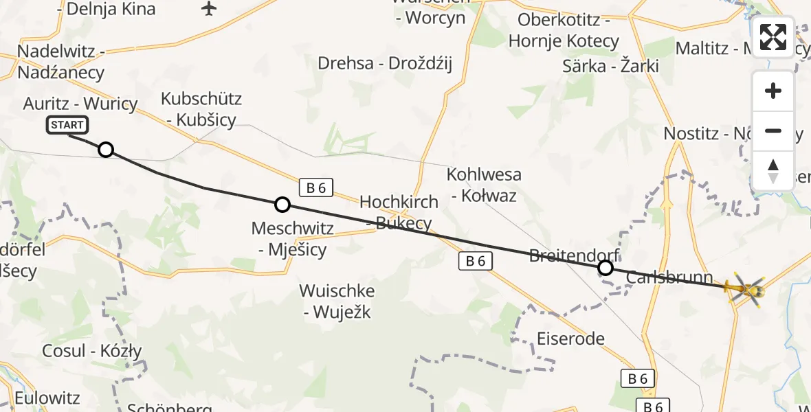 Flugroute Rettungshubschrauber Bautzen - Löbau, 02 September 2026, 09:27