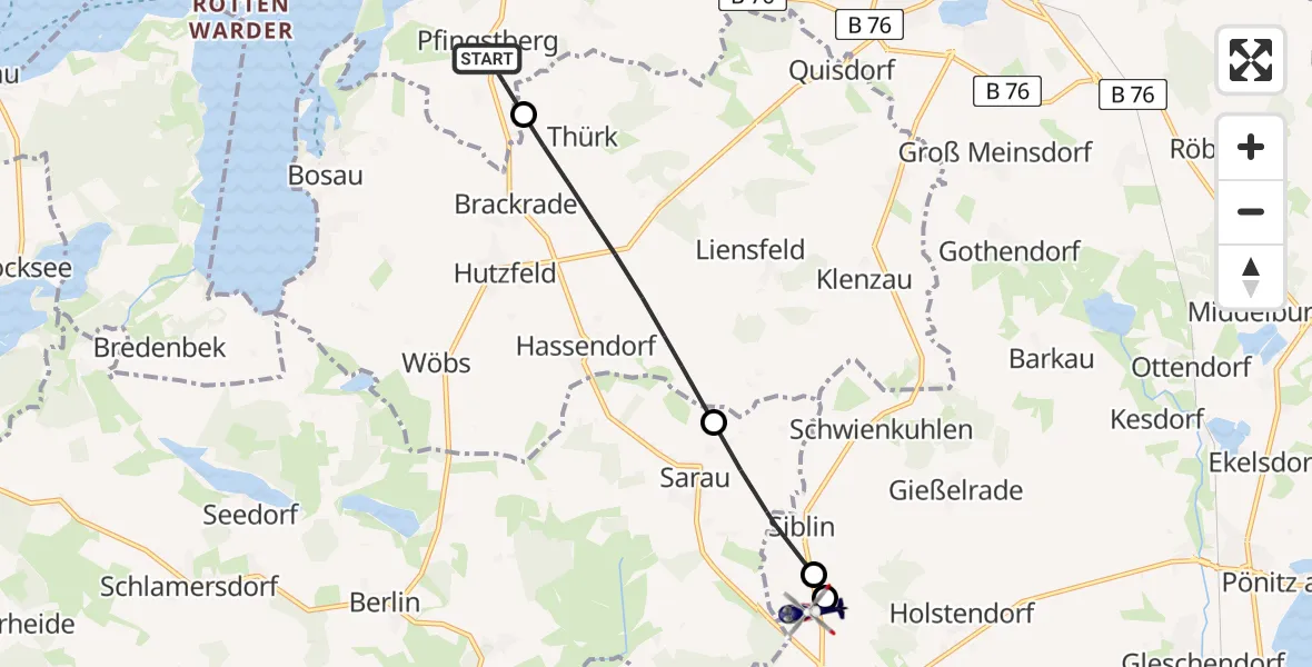 Flugroute Polizeihubschrauber Bösdorf - Christoph 12 Luftrettungszentrum, 02 September 2026, 09:37