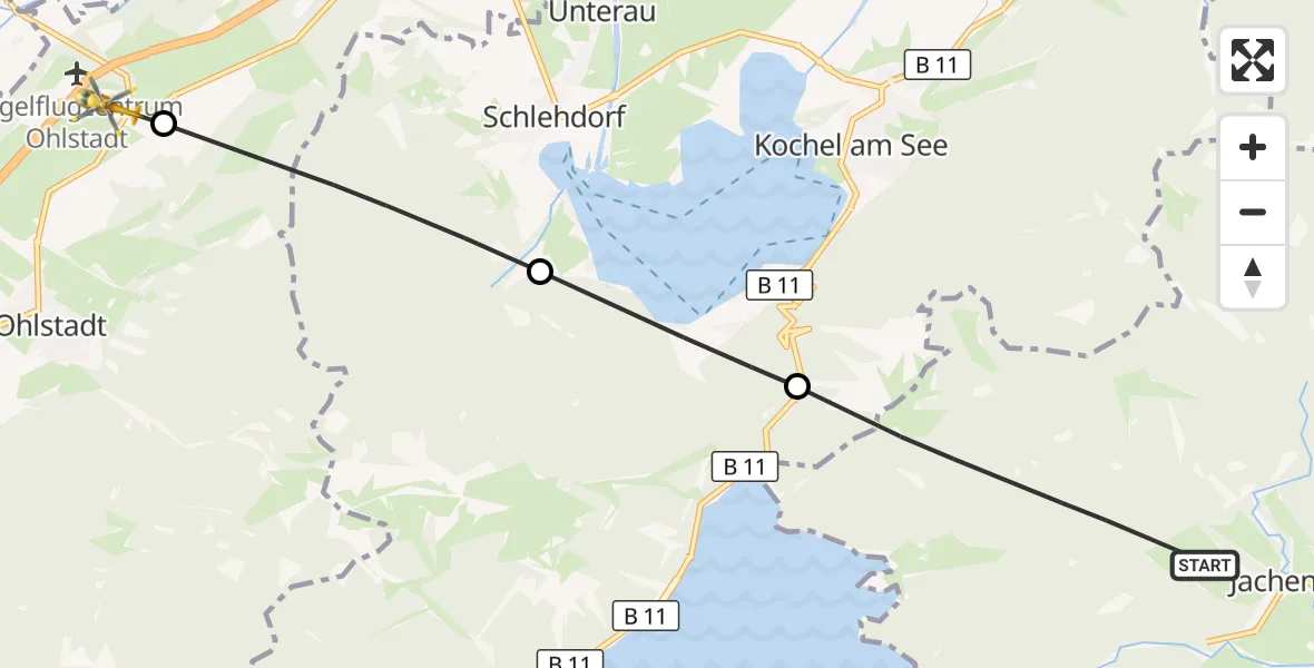 Flugroute Rettungshubschrauber Jachenau - Ohlstadt, 02 September 2026, 09:44