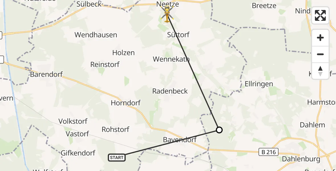 Flugroute Rettungshubschrauber Vastorf - Neetze, 02 September 2026, 10:10