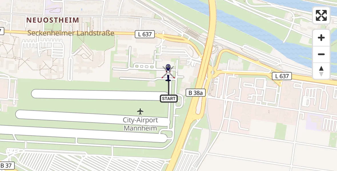 Flugroute Polizeihubschrauber Mannheim-City Flughafen - Mannheim-City Flughafen, 02 September 2026, 10:19