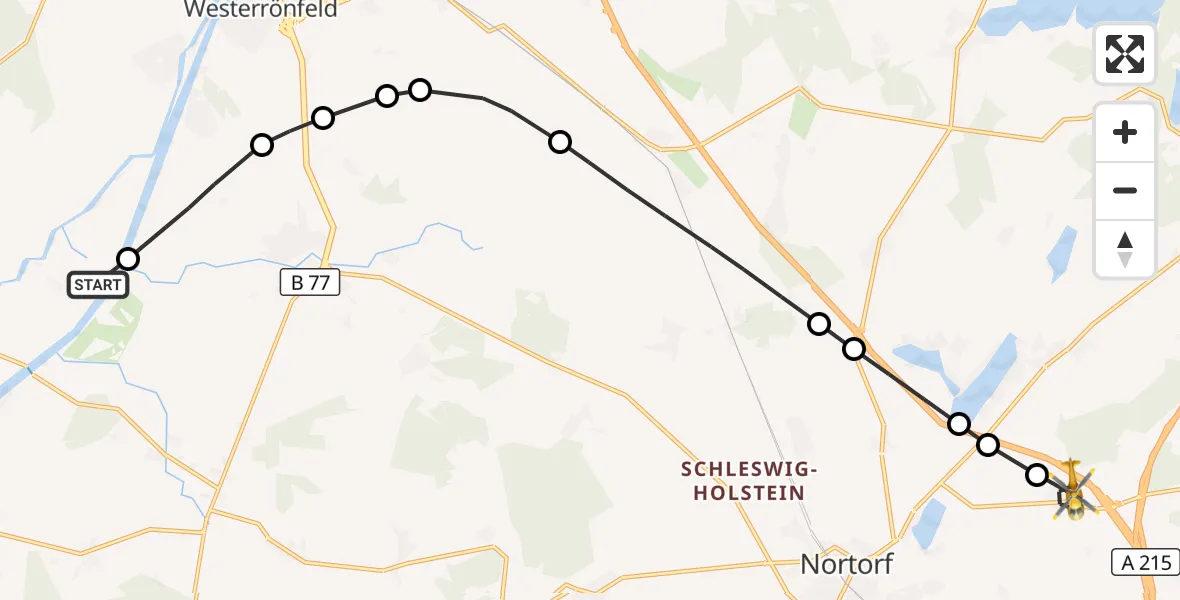 Flugroute Ambulanzhubschrauber Hörsten - Dätgen, 02 September 2026, 10:25