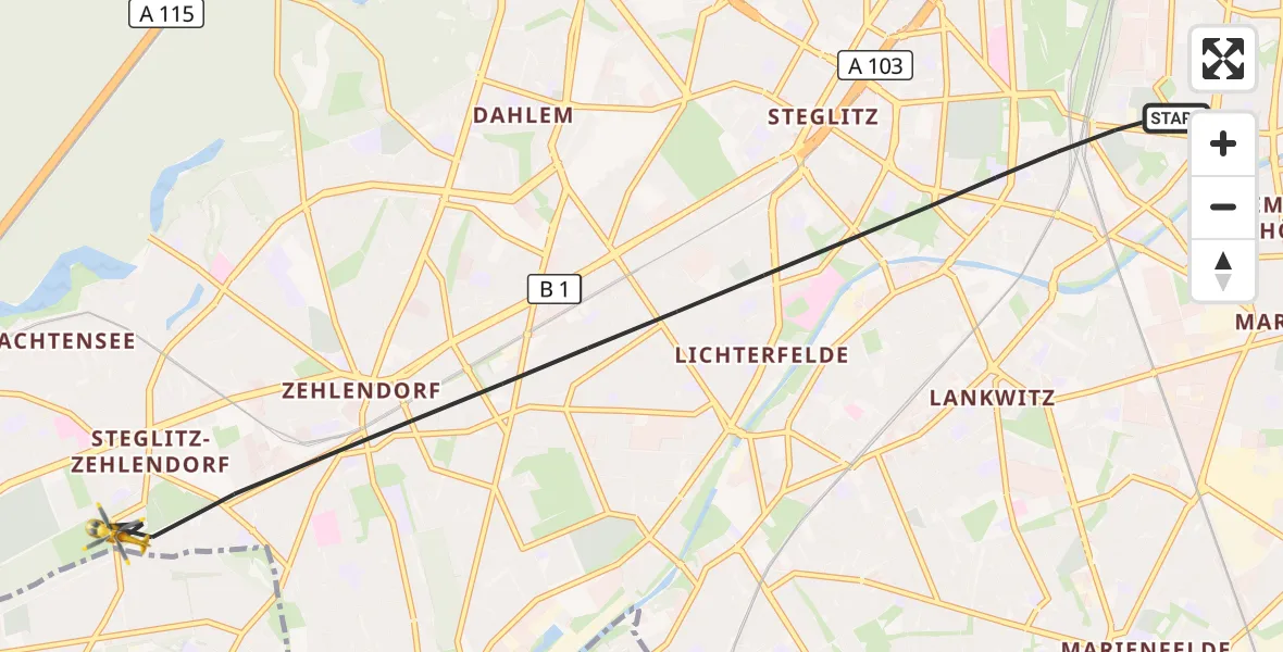 Flugroute Rettungshubschrauber Berlin - Berlin, 02 September 2026, 11:00