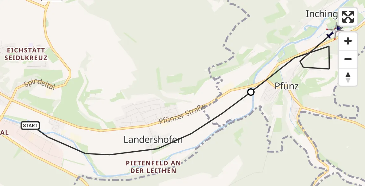 Flugroute Polizeihubschrauber Eichstätt - Walting, 02 September 2026, 11:09