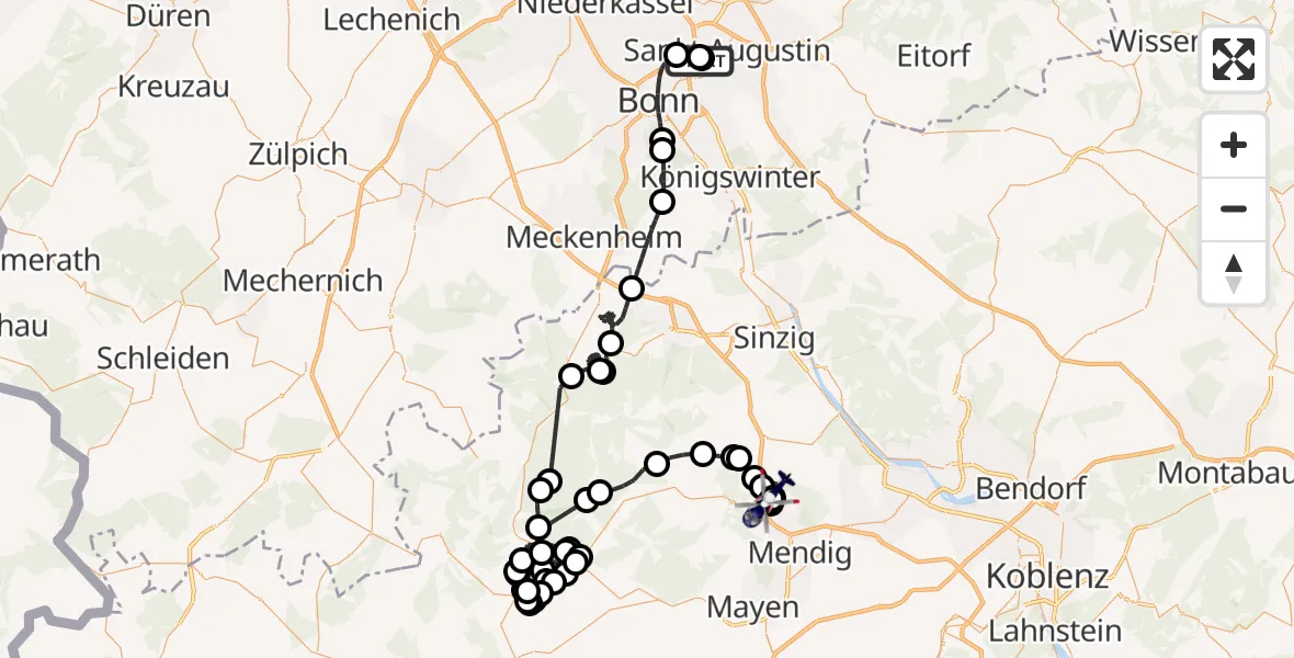 Flugroute Polizeihubschrauber Sankt Augustin - Glees, 02 September 2026, 11:13