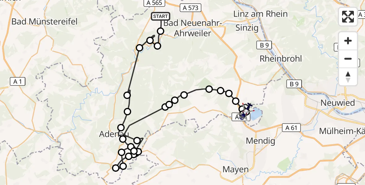 Flugroute Polizeihubschrauber Grafschaft - Glees, 02 September 2026, 11:26