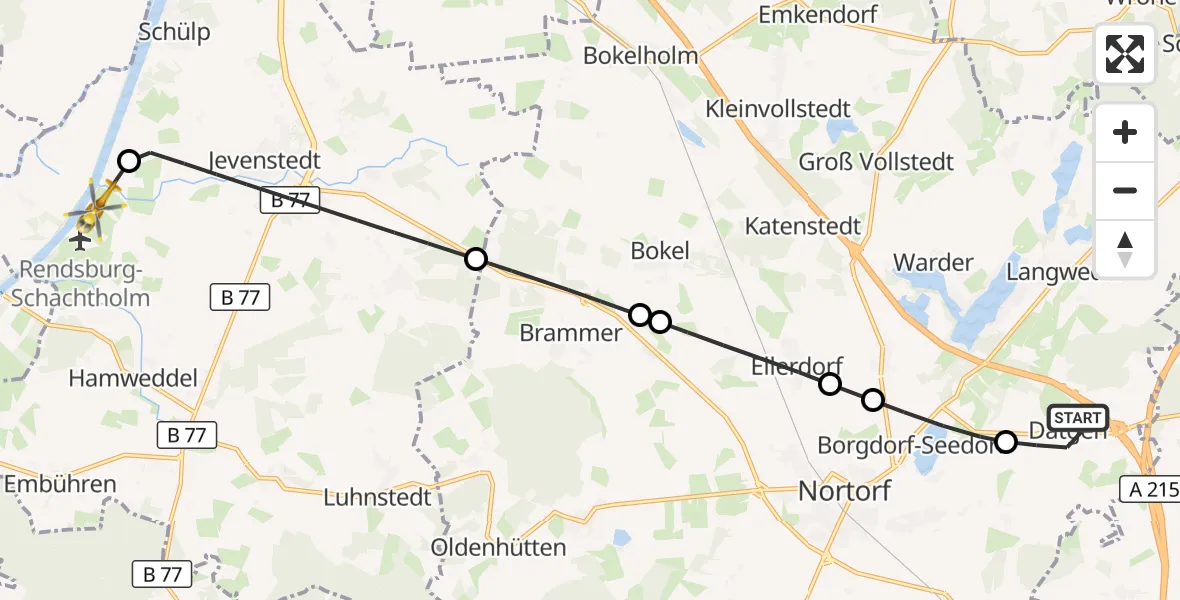 Flugroute Ambulanzhubschrauber Dätgen - Hörsten, 02 September 2026, 11:26