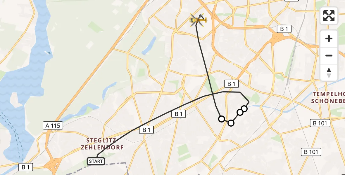 Flugroute Rettungshubschrauber Berlin - Berlin, 02 September 2026, 11:57