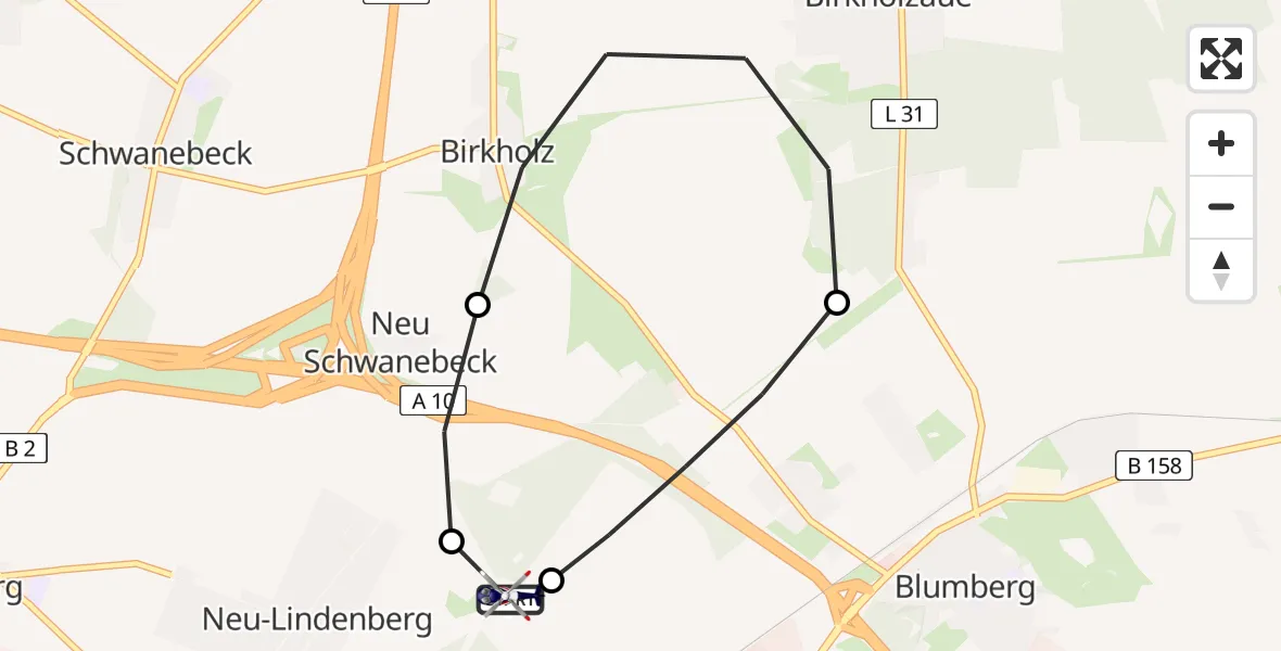 Flugroute Polizeihubschrauber Ahrensfelde Hubschrauberlandeplatz - Ahrensfelde Hubschrauberlandeplatz, 02 September 2026, 12:17