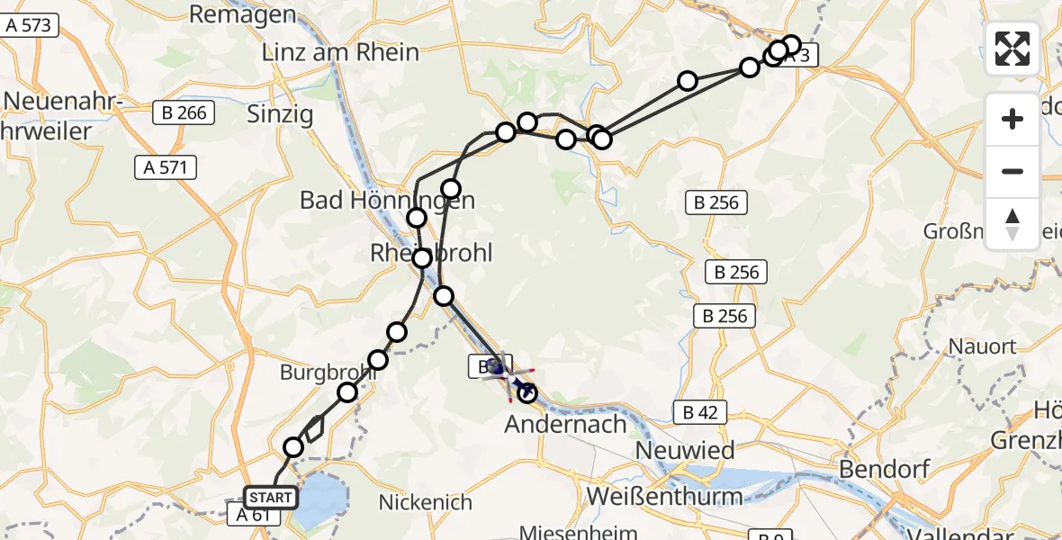 Flugroute Polizeihubschrauber Glees - Leutesdorf, 02 September 2026, 12:20
