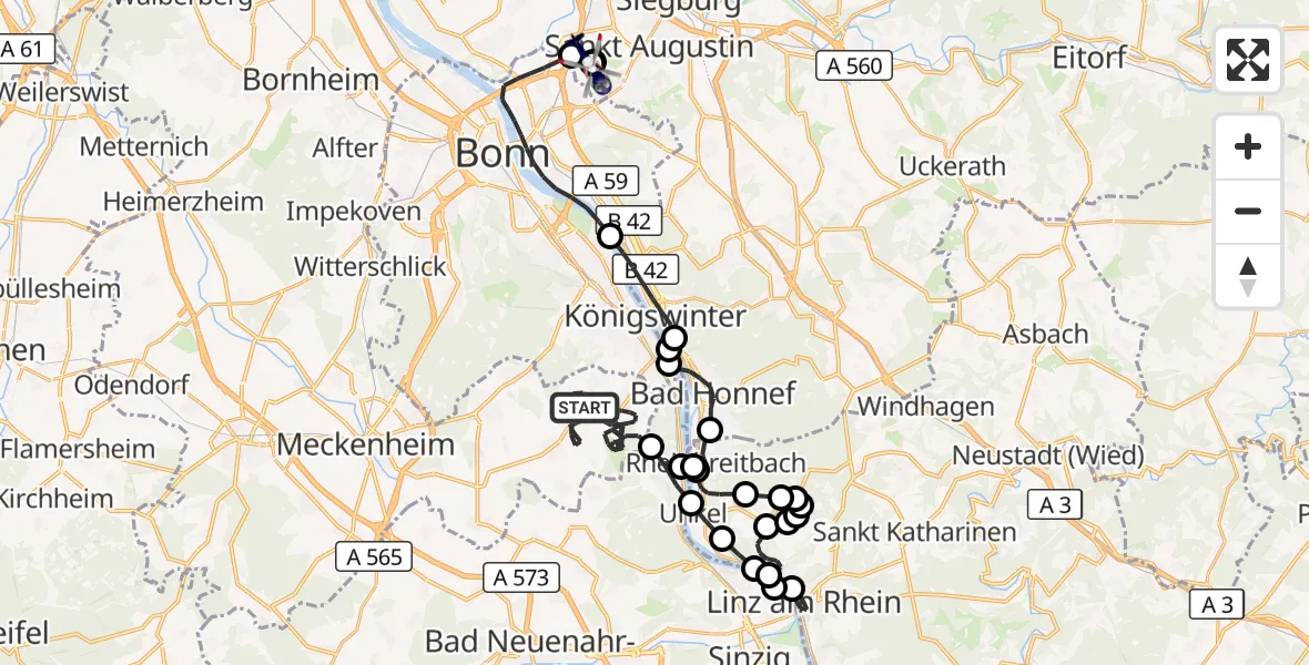 Flugroute Polizeihubschrauber Wachtberg - Sankt Augustin, 02 September 2026, 12:22