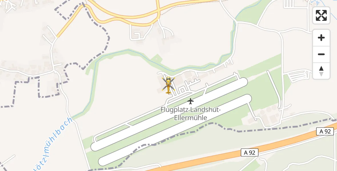 Flugroute Rettungshubschrauber Landshut Flugplatz - Landshut Flugplatz, 02 September 2026, 12:43