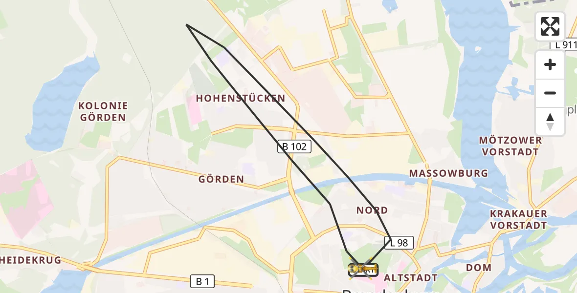Flugroute Rettungshubschrauber Brandenburg an der Havel - Brandenburg an der Havel, 02 September 2026, 13:09