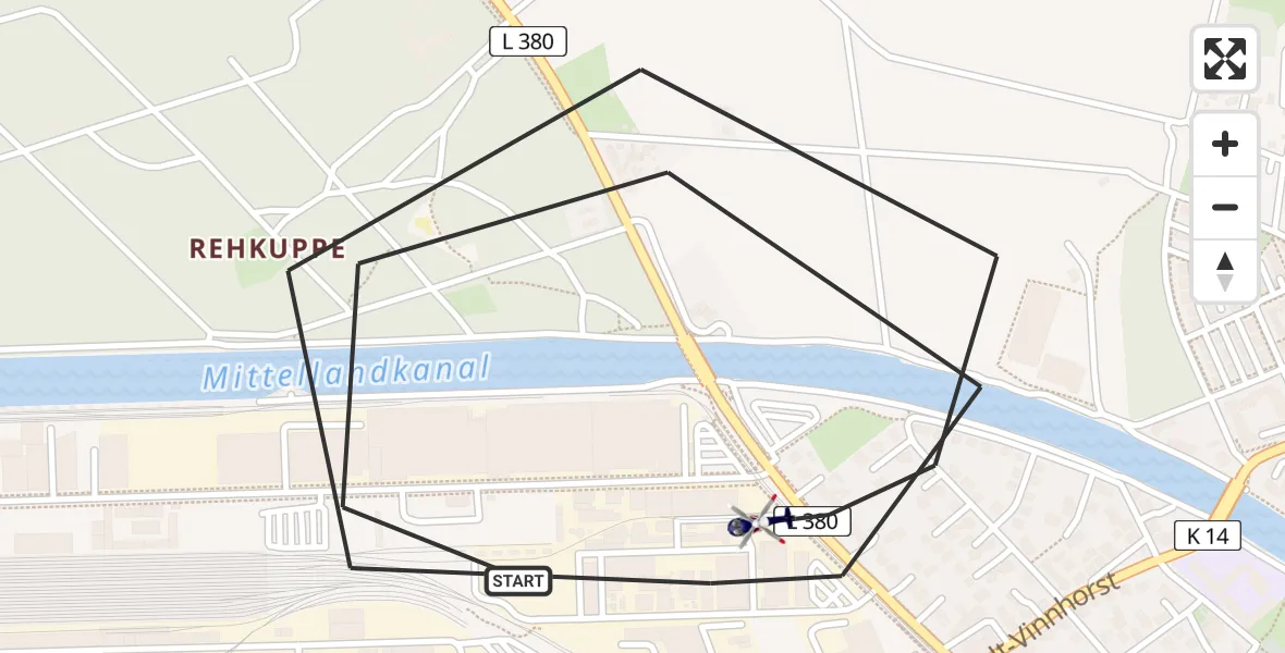 Flugroute Polizeihubschrauber Hannover - Hannover, 02 September 2026, 13:59