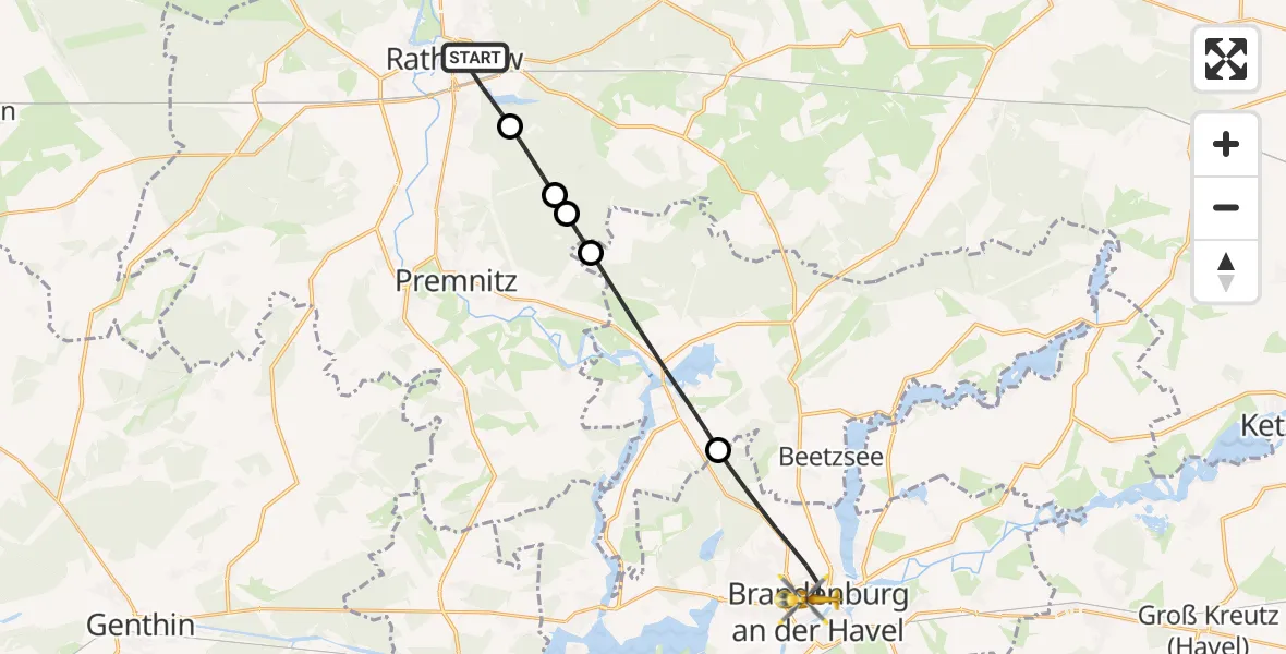 Flugroute Rettungshubschrauber Rathenow - Brandenburg an der Havel, 02 September 2026, 13:59