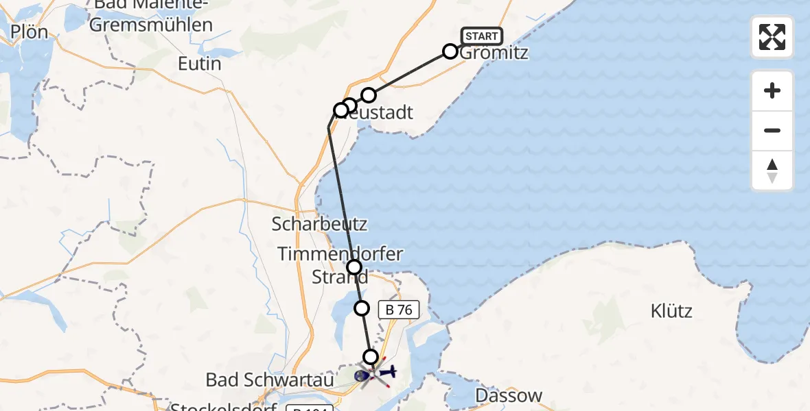 Flugroute Polizeihubschrauber Grömitz - Lübeck, 02 September 2026, 14:12