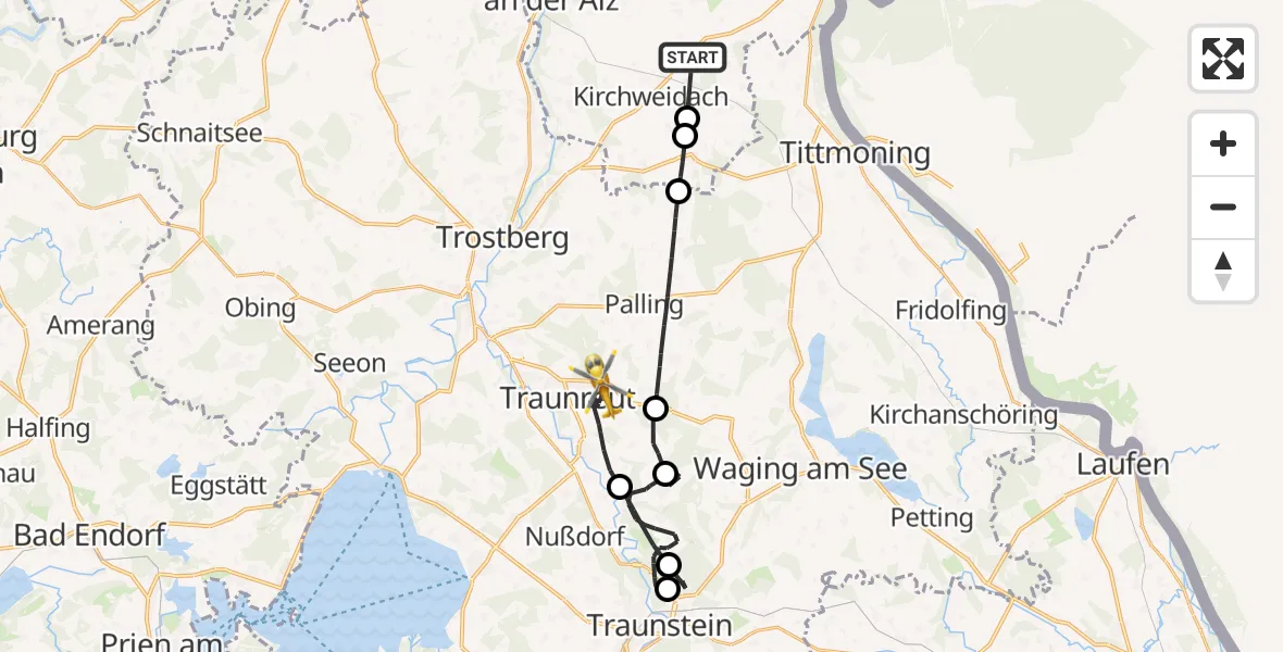 Flugroute Rettungshubschrauber Halsbach - Traunreut, 02 September 2026, 14:16