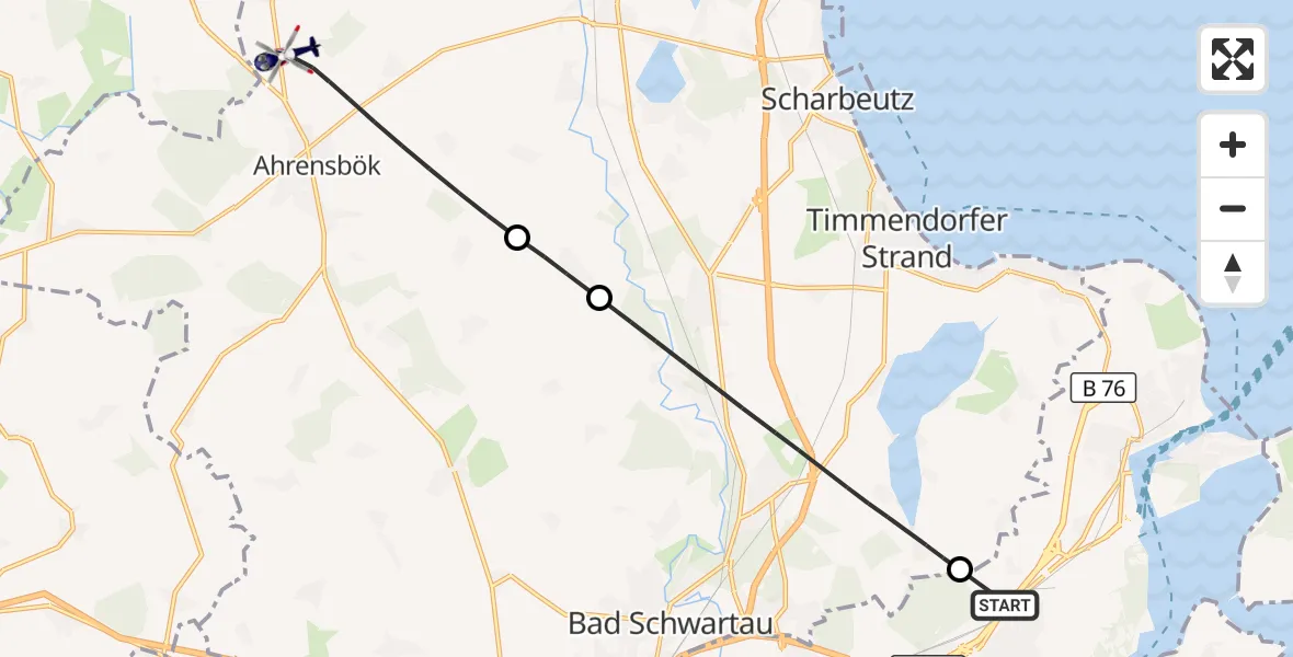 Flugroute Polizeihubschrauber Lübeck - Christoph 12 Luftrettungszentrum, 02 September 2026, 14:48
