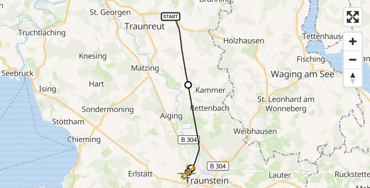 Flugroute Rettungshubschrauber Traunreut - Traunstein Hospital, 02 September 2026, 14:57