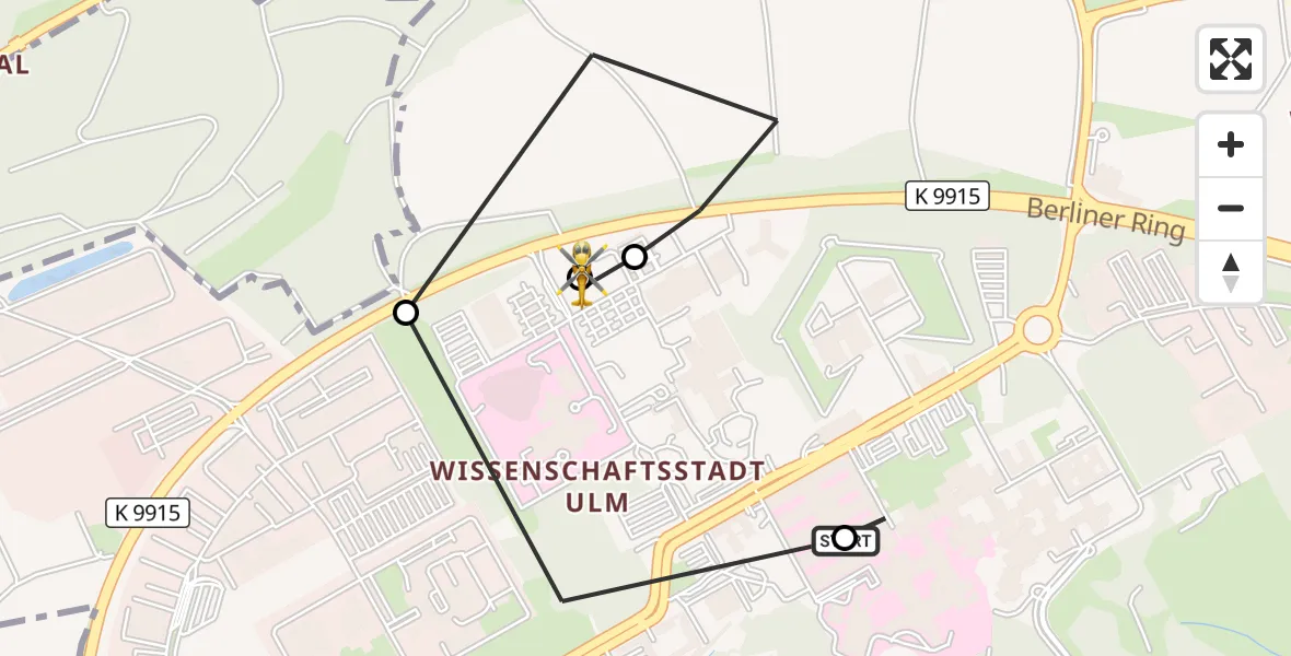 Flugroute Rettungshubschrauber Ulm Military Hospital Emergency - ADAC Air Rescue Station Ulm (Christoph 22), 02 September 2026, 15:23