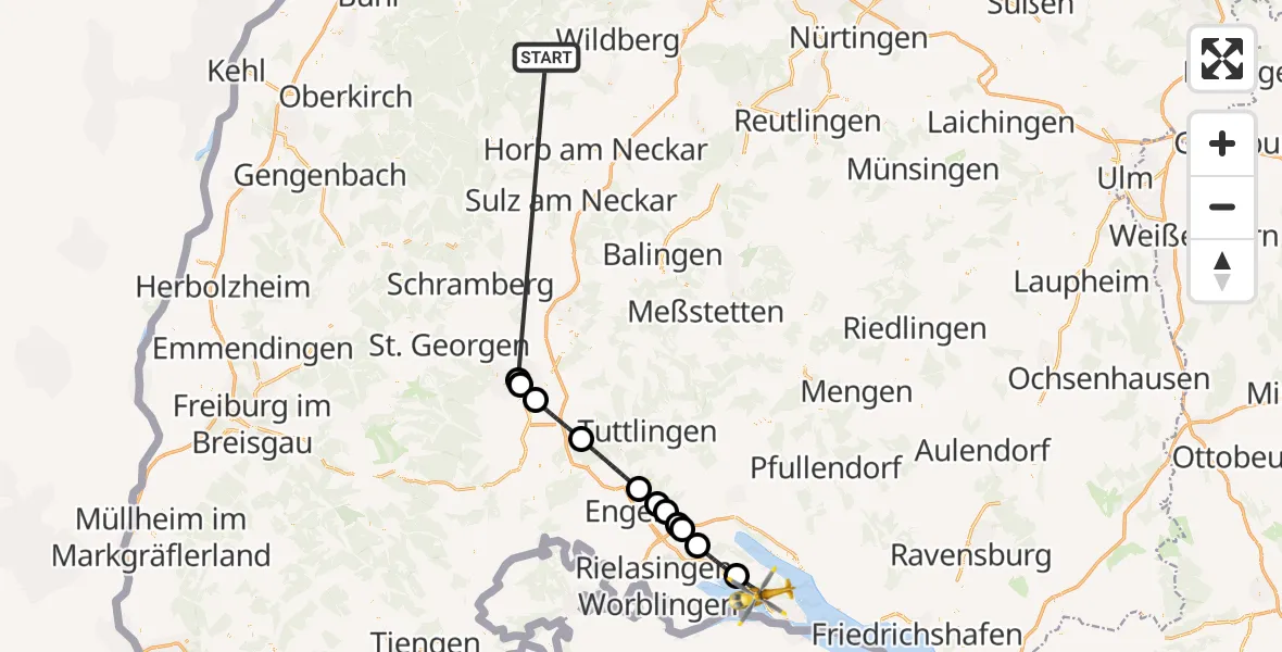 Flugroute Ambulanzhubschrauber Altensteig - Allensbach, 02 September 2026, 15:44
