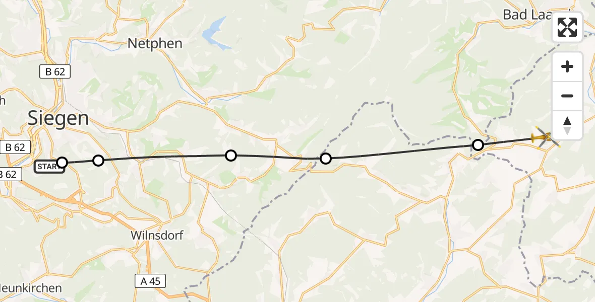 Flugroute Rettungshubschrauber Evangelisches Jung-Stilling Hospital - Breidenbach, 02 September 2026, 15:50