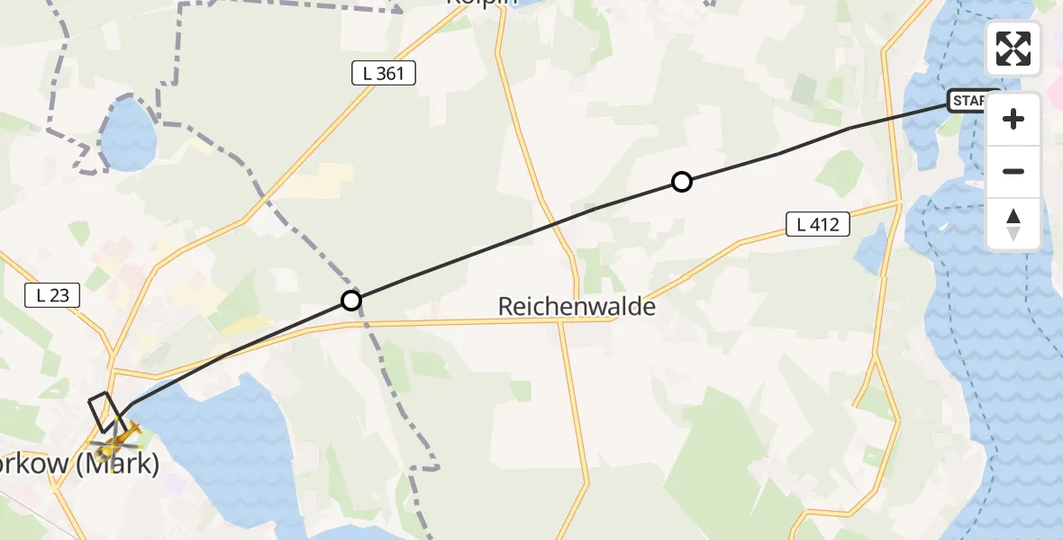 Flugroute Rettungshubschrauber Bad Saarow - Storkow (Mark), 02 September 2026, 15:58